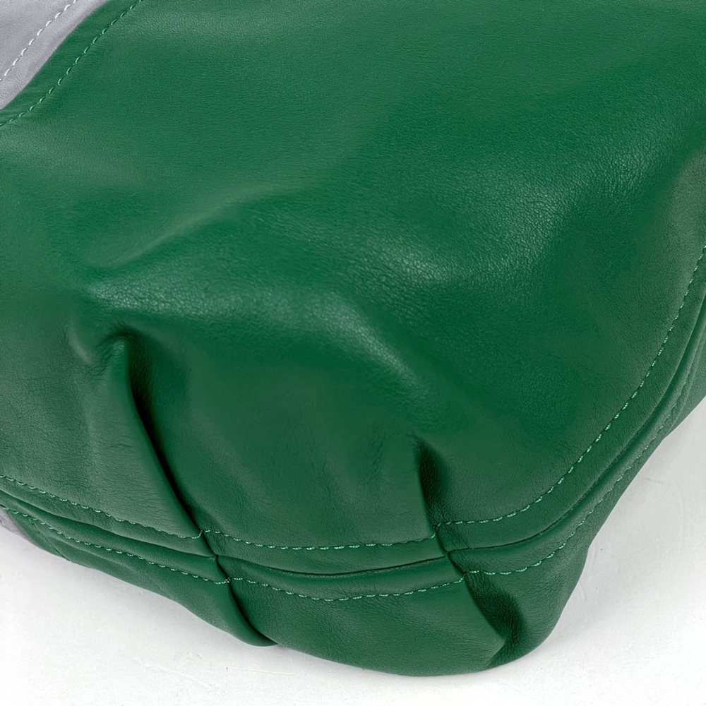 Coach tote bag, Bee color block leather, green and gray, C2594, women's. - Picture 3 of 7